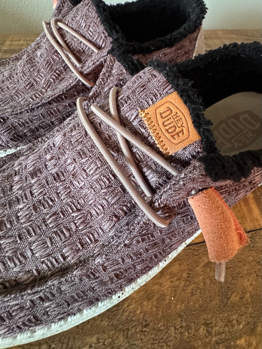 Hey Dude Women’s Wendy Warmth Casual Woven Slip-On Loafers in Mauve - Picture 7 of 11